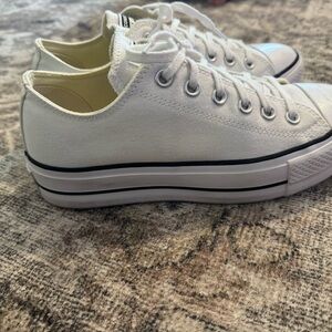 Converse White Low-Top Platform Canvas Sneakers - Women